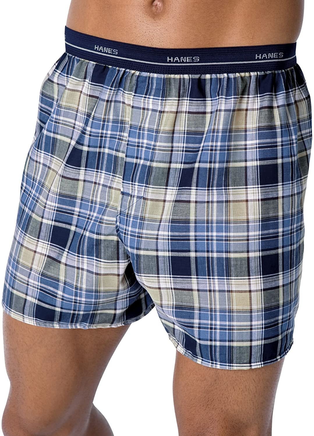 thumbnail 5 - Hanes Men&#039;s 5-Pack Woven Exposed Waistband Boxers