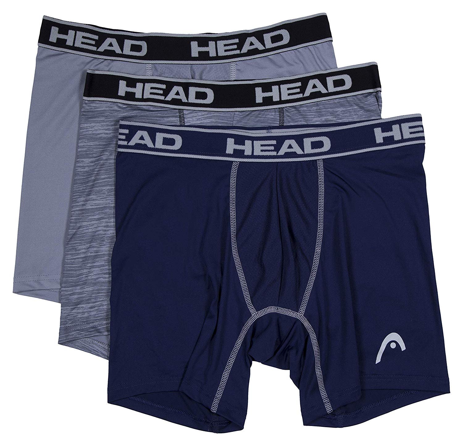 HEAD Mens Performance Underwear 3-PACK Boxer Briefs S-5XL Polyester/Spandex