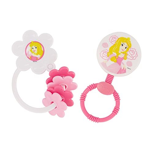 2 Pack Disney Princess Character Shape Rattle and Keyring Teether, Premium...