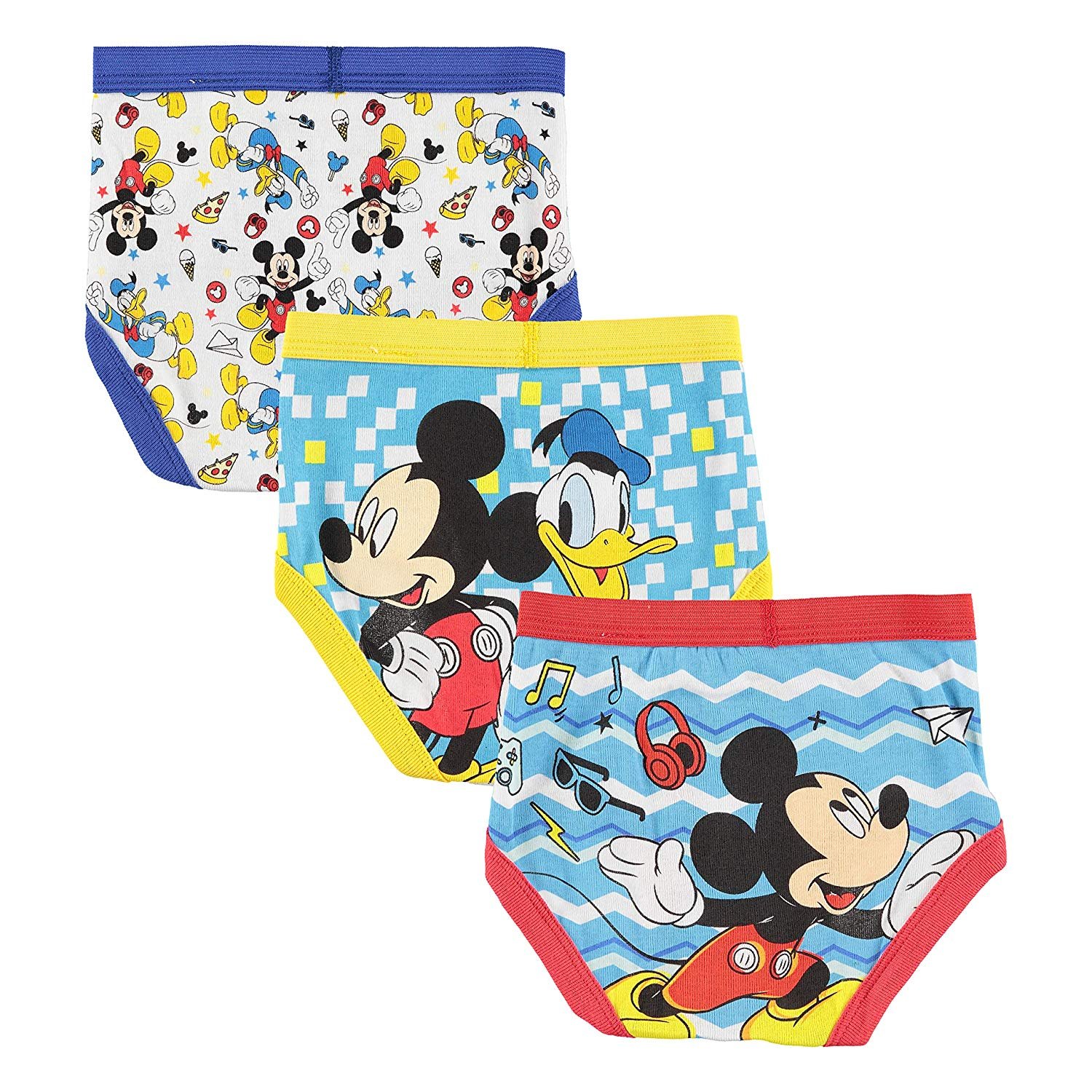 FAGOTTINO Baby Boy's White/Yellow Five-pack cotton briefs with Mickey Mouse  print