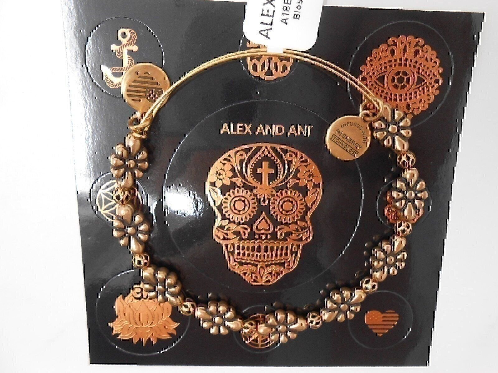 Alex and Ani Blossom Bangle Bracelet Rafaelian Gold New Tag Box Card - Picture 8 of 8