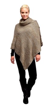 Solid Color Knit Sweater Turtleneck Poncho Shrug for Women
