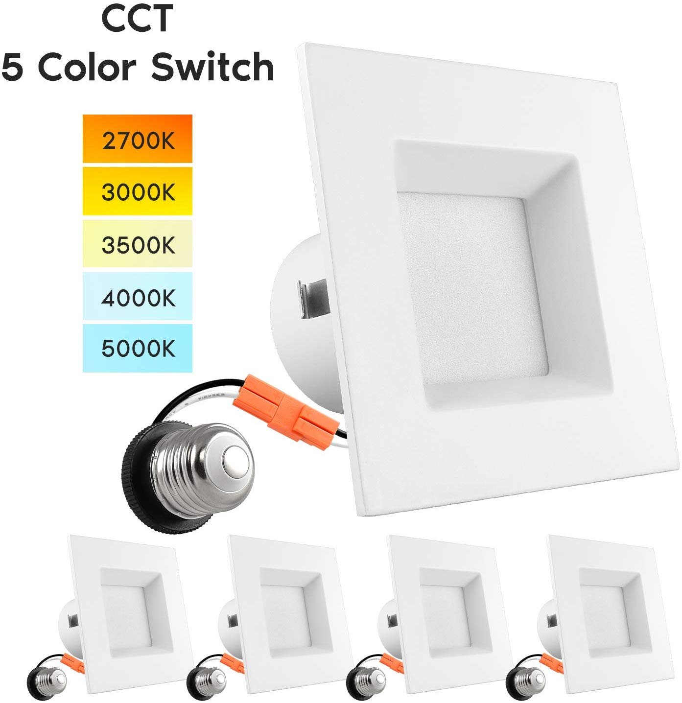 4x Luxrite 4 Inch Square CCT LED Downlight 27K / 30K / 35K ...