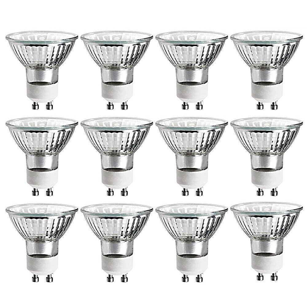 Luxrite 50W GU10 MR16 Halogen Bulb Glass Cover Dimmable 480 Lumens 120V ...