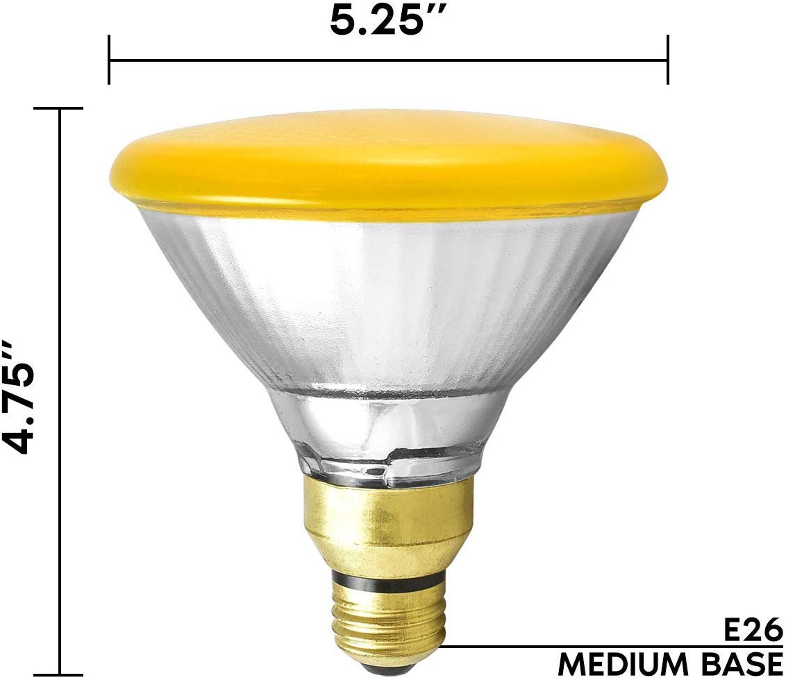 2x GE 85W Halogen PAR38 Outdoor Flood Light Bulbs, Yellow, Wet Rated