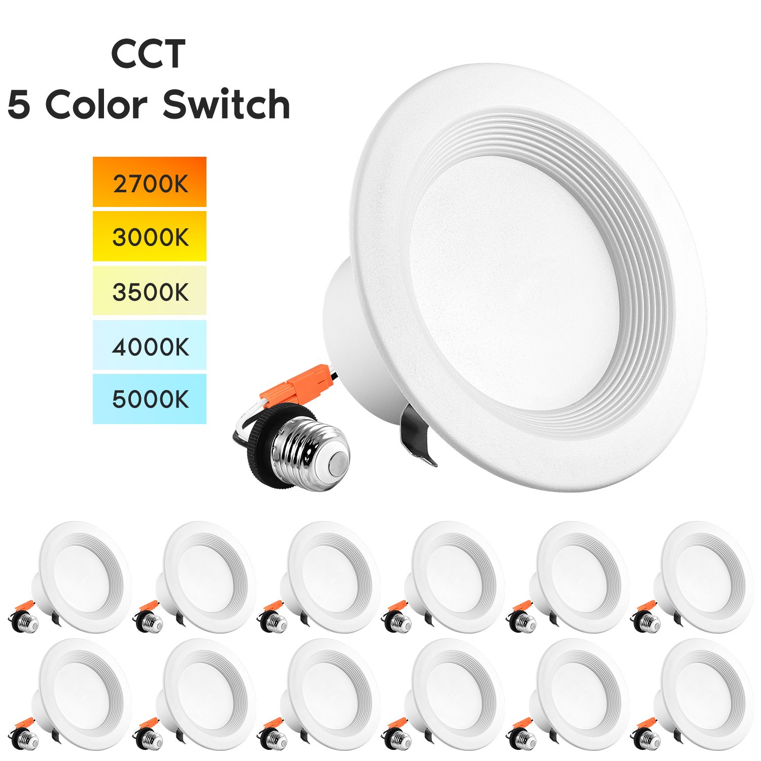 Luxrite 4" LED Recessed Downlight 5 Color Options 2700K ...