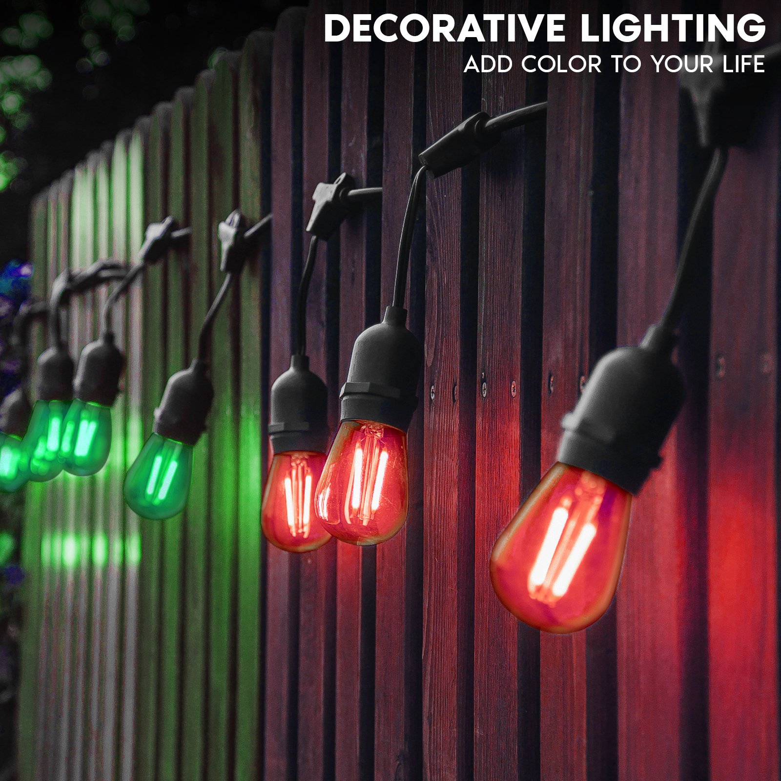 Luxrite 12-Pack S14 Christmas LED Red and Green Light Bulbs