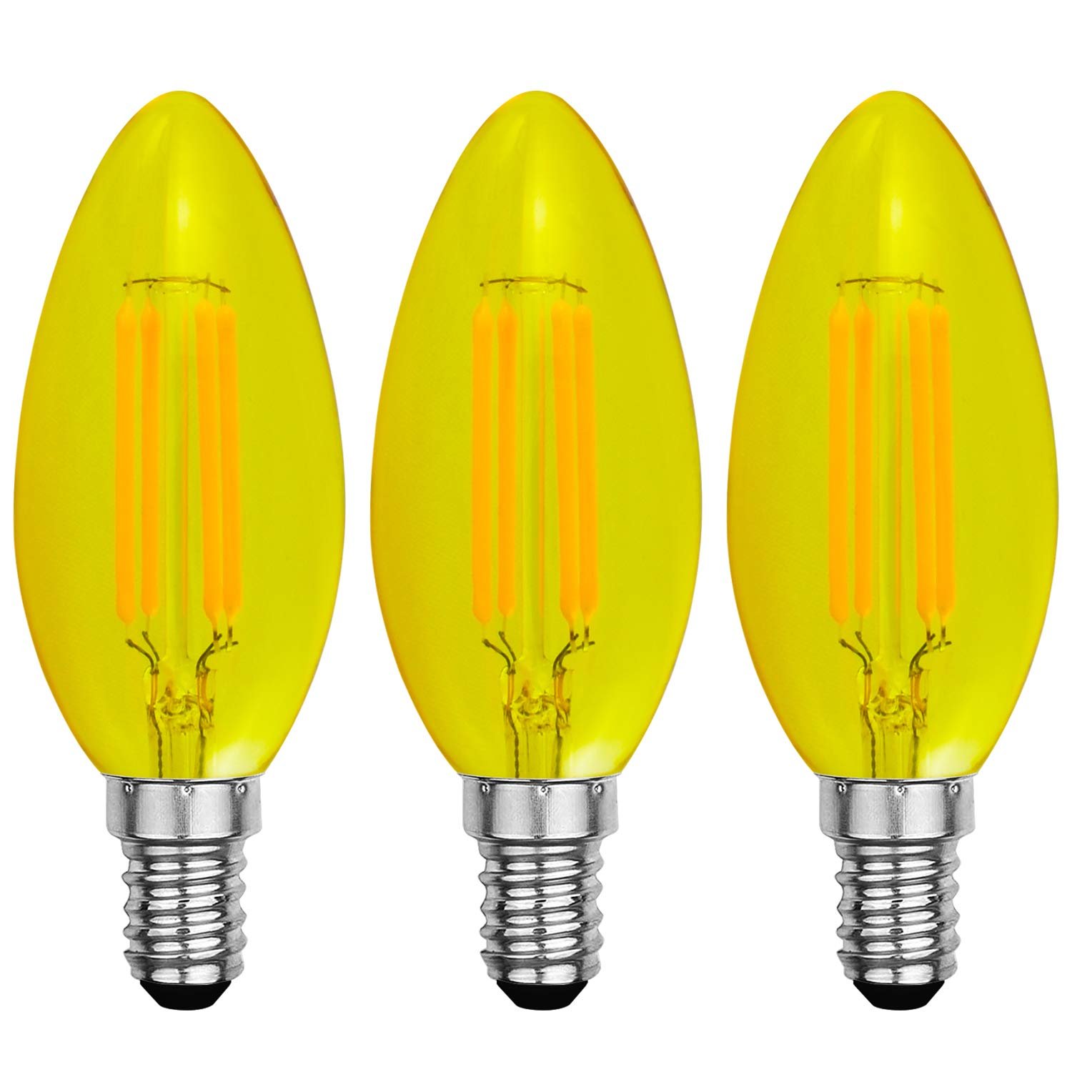 Luxrite Colored LED Yellow Bug Light Bulb 4W LED Filament Dimmable E12