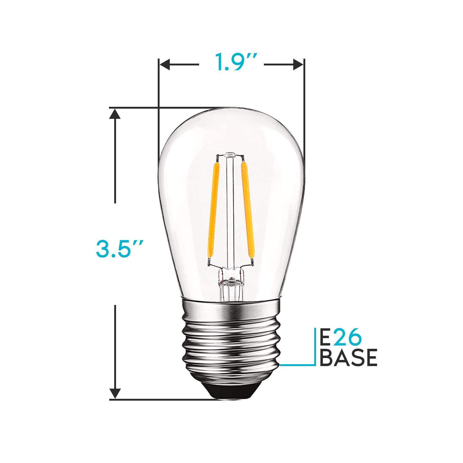 Luxrite S14 LED Edison Light Bulbs 2W Dimmable Warm White 200 Lumens ...