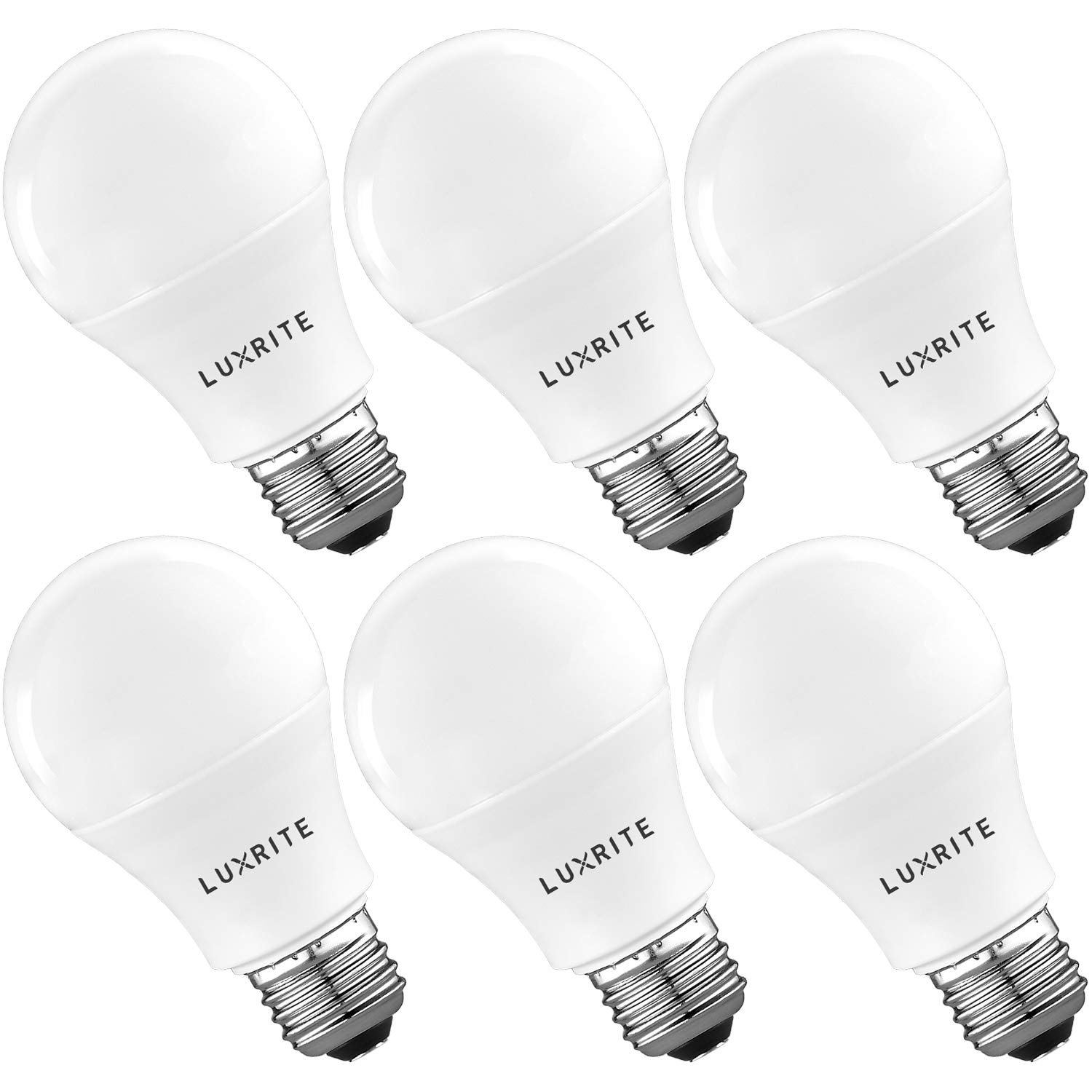 Energy Star Standard LED Bulb 9W 8 Pack 800 Lumens Perfect for Lamps and Home Lighting Luxrite A19 LED Light Bulb 60W Equivalent 5000K Daylight White Dimmable E26 Base Enclosed Fixture Rated
