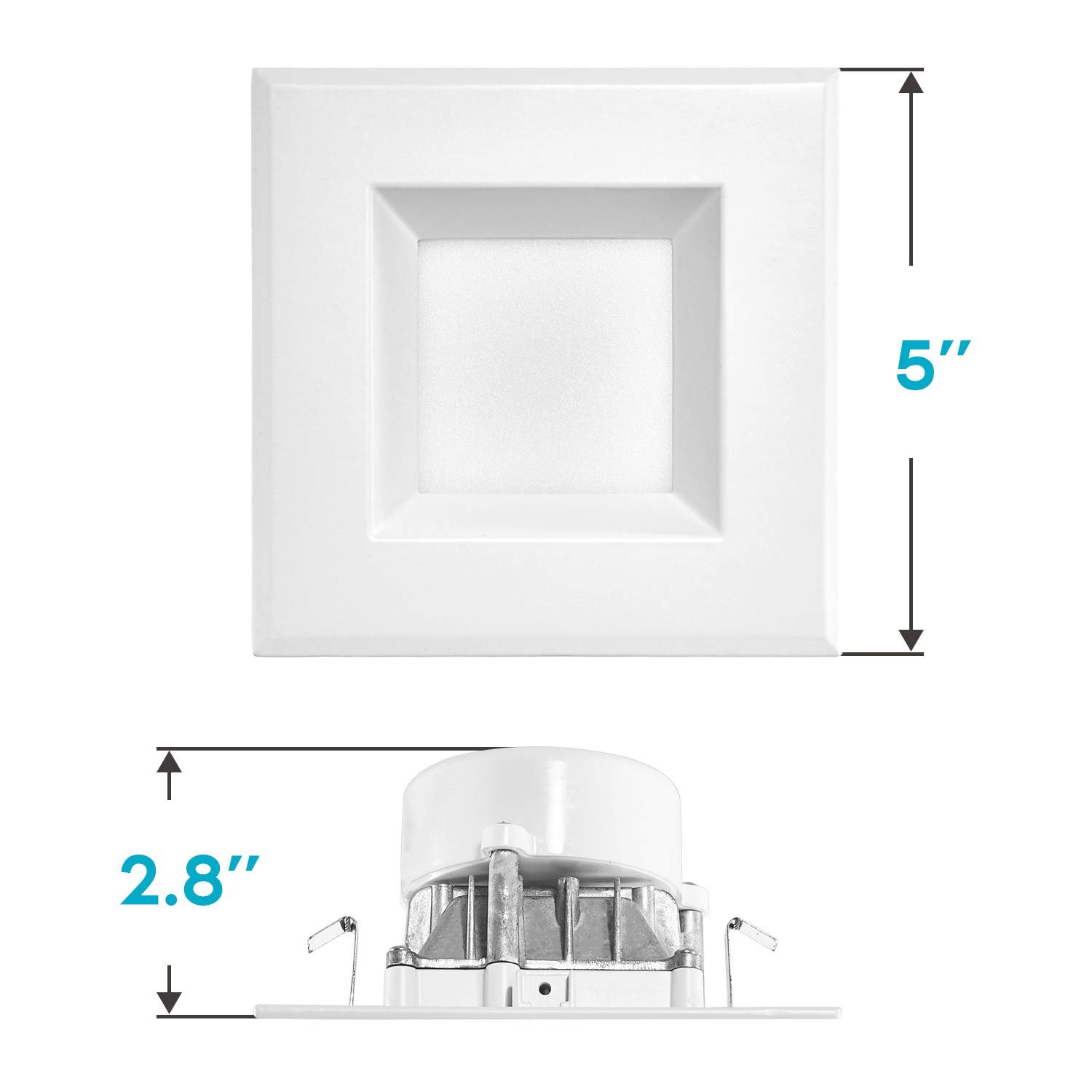 Luxrite 4 Inch Square LED Recessed Light 10W=60W 650lm Dimmable Can ...