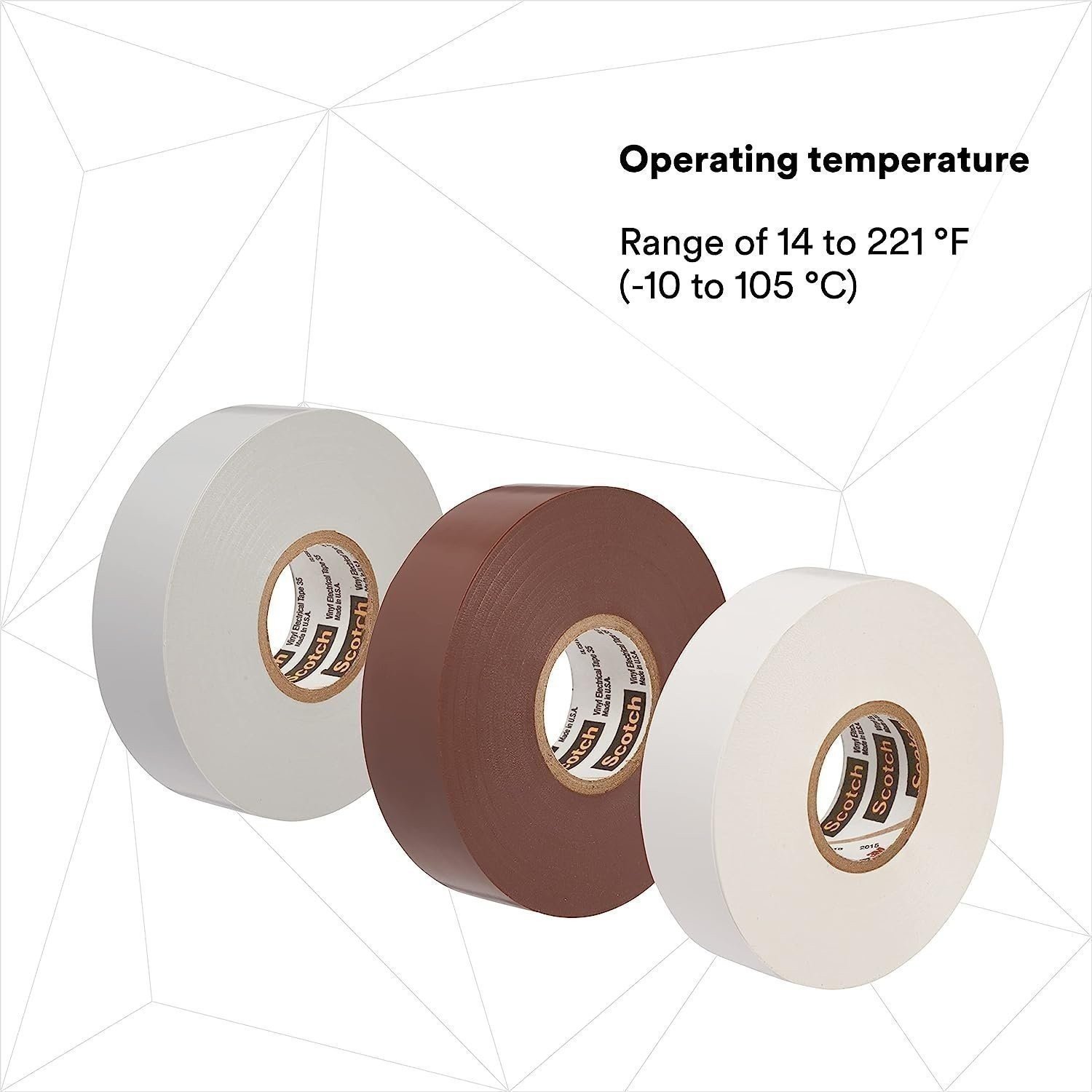 3M Scotch Vinyl Color Coding Electrical Tape 35, 1/2" x 20', Multi-Color, 8 Pack - Afbeelding 5 van 8