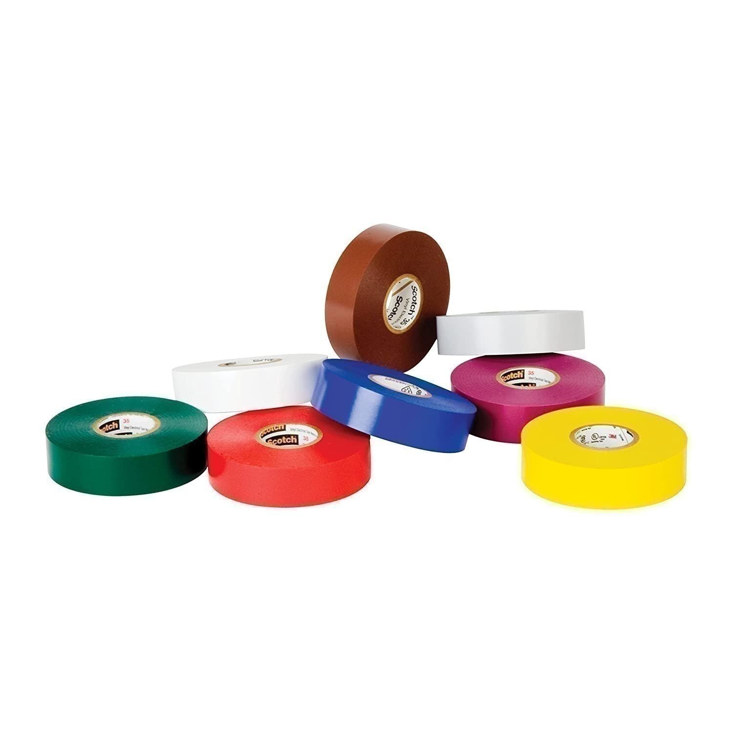 3M Scotch Vinyl Color Coding Electrical Tape 35, 1/2" x 20', Multi-Color, 8 Pack - Afbeelding 1 van 8