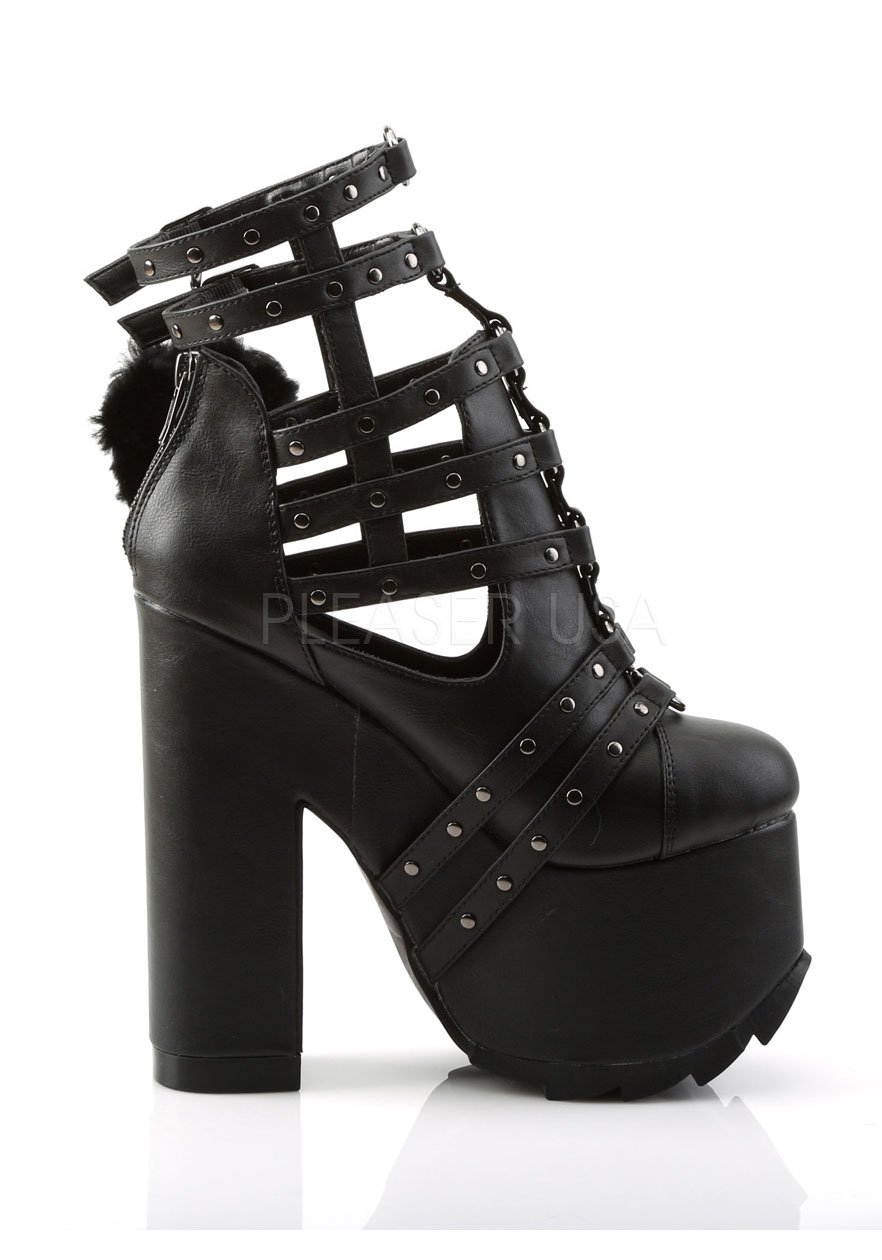 6 1/4 Inch Heel, 3 Inch Platform Caged Ankle Boot, Back Zip | eBay