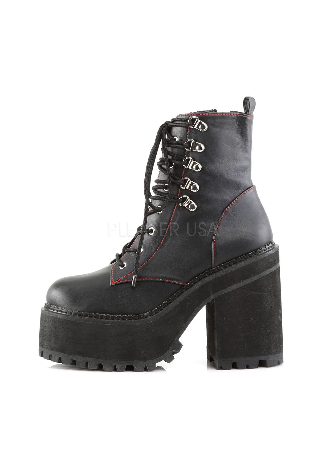 Pleaser ASSAULT-100 D-Ring Lace-Up Ankle Boot, Side Zip | eBay