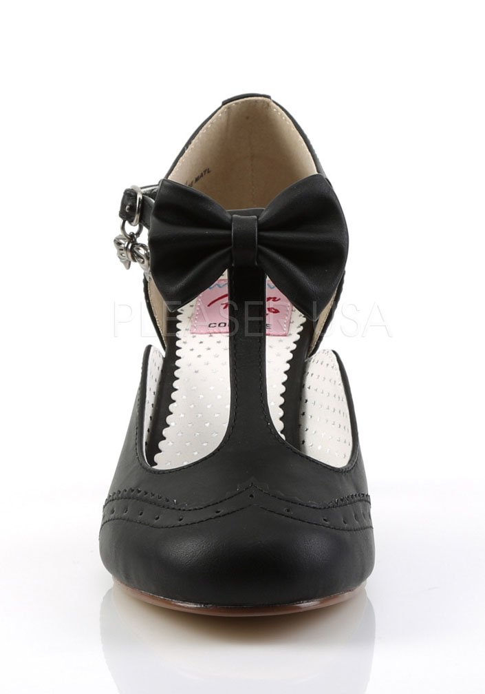 t strap round toe pumps