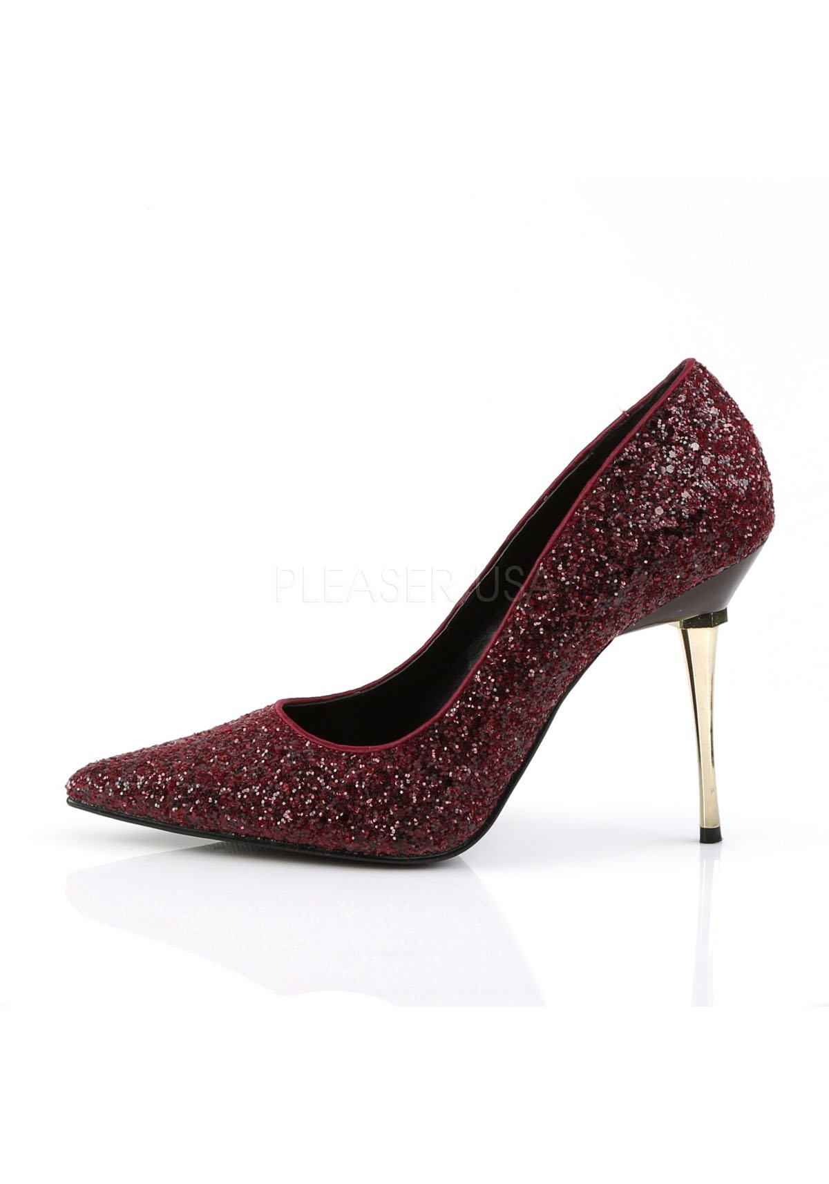 PLEASER APPEAL 20G GLITTER 4" METAL STILETTO HIGH HEEL POINTED TOE COURT SHOES 