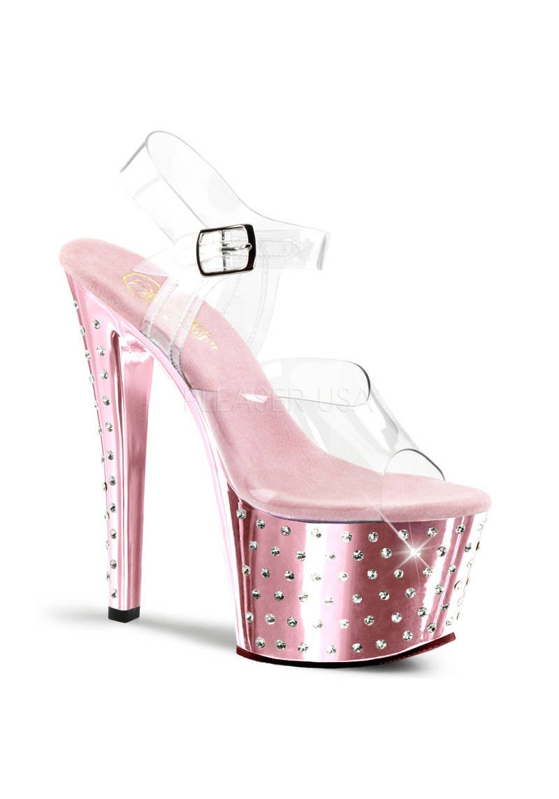 Pleaser Rhinestone Platform Ankle Strap High Heels Shoes Adult Women  STARDUST70X | eBay
