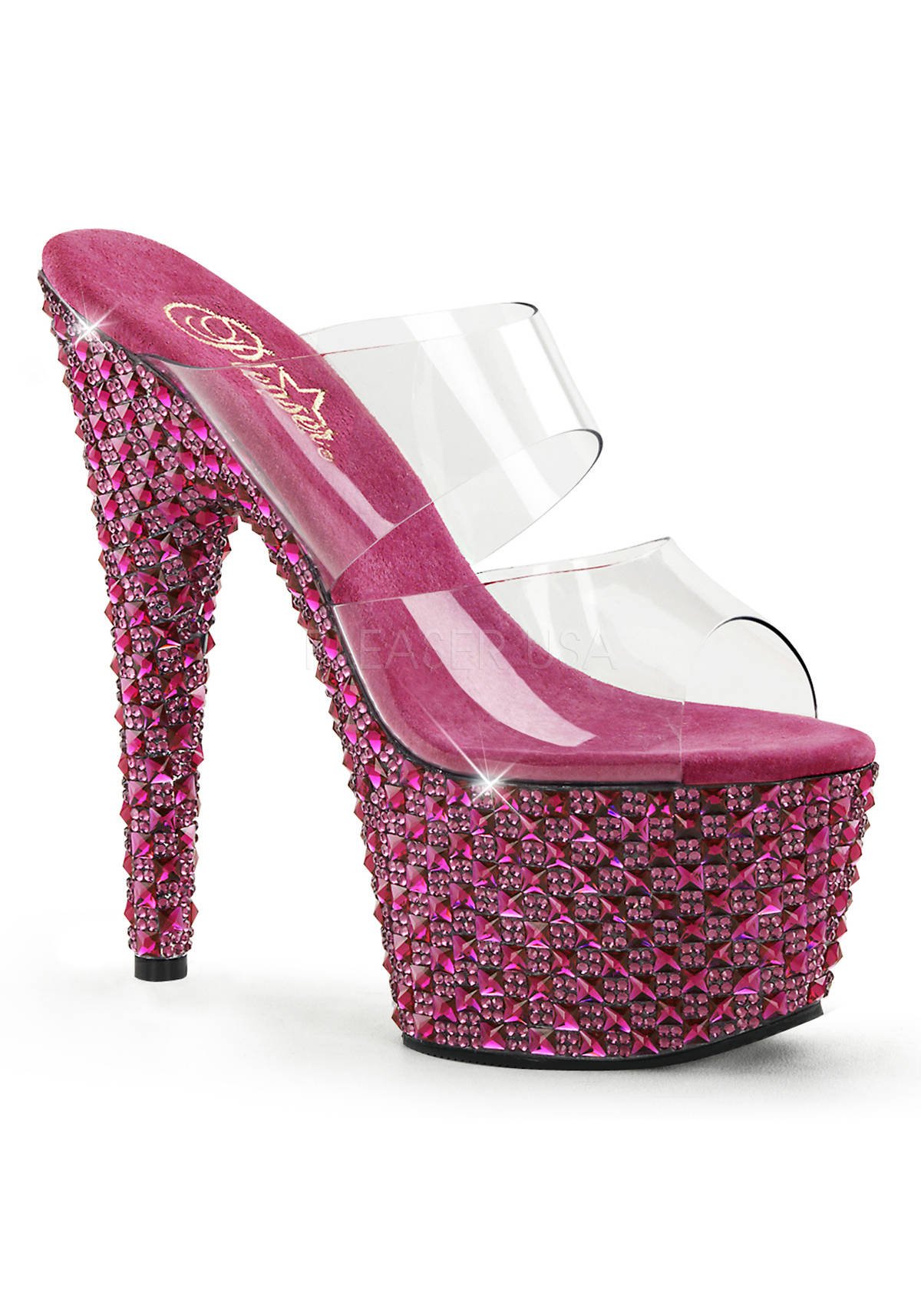 Pleaser BEJEWELED-702PS 7 Inch Heel, 2 3/4 Inch Two Band Platform Slide ...