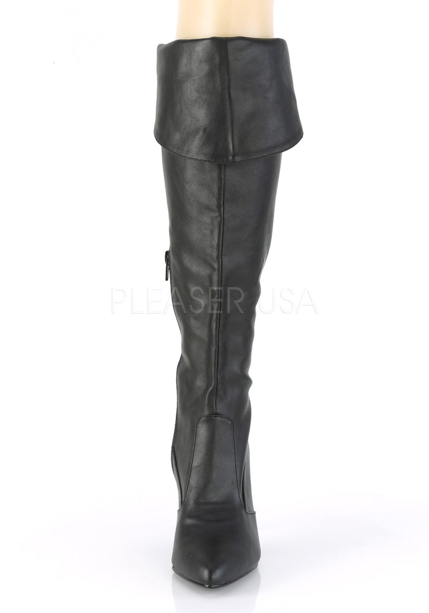Pleaser VANITY-2013 Women's 4 Inch Heel Knee High Cuffed Leather Boot 