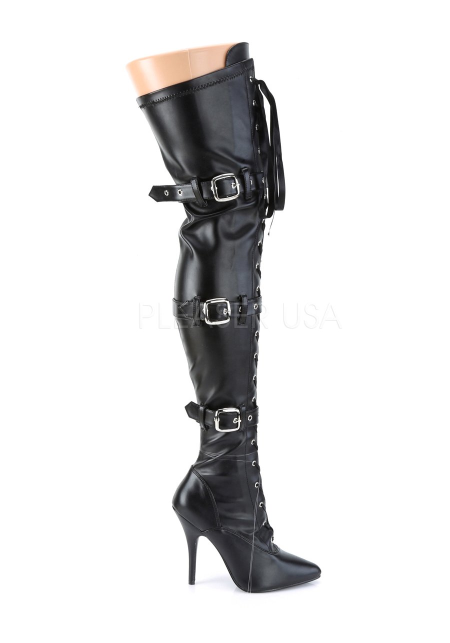 Pleaser SEDUCE-3028 5 Inch Ribbon Stretch Thigh Boot With Grommet | eBay