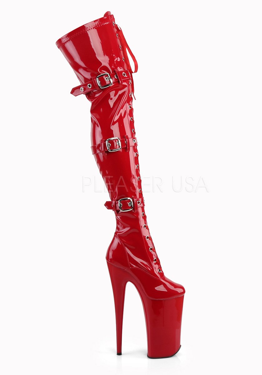 pleaser lace up thigh high boots