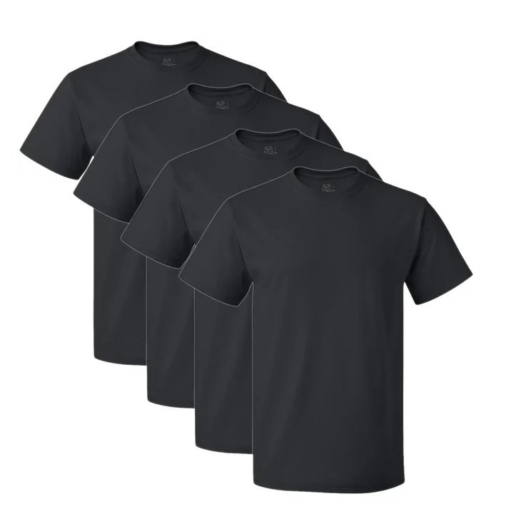 Black Fruit of the Loom Men's Crew-Neck T-Shirt 5-Pack - Picture 6 of 7