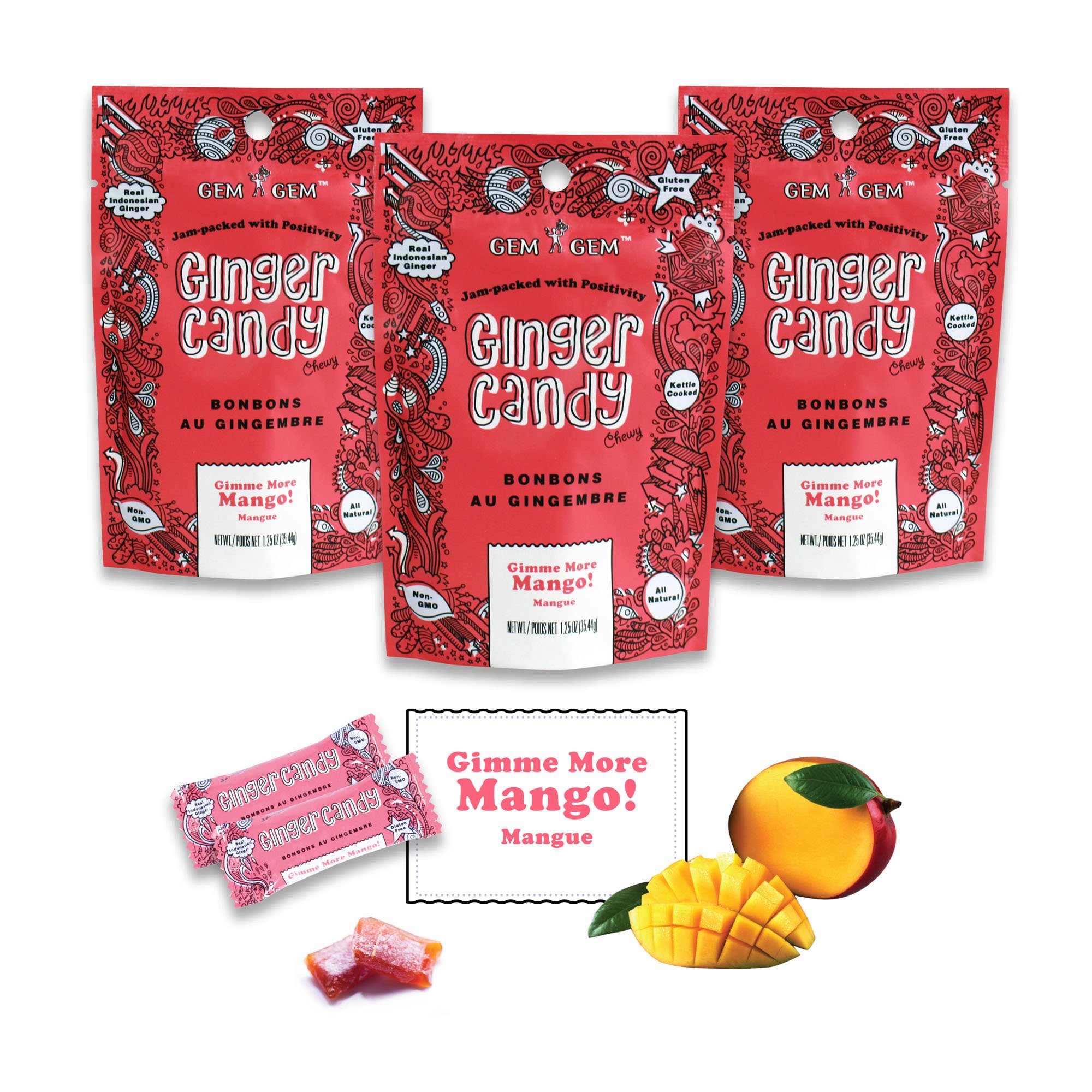 3 Packs Gem Gem All Natural Ginger Candy Chewy Ginger Chews 50oz Ebay 0792