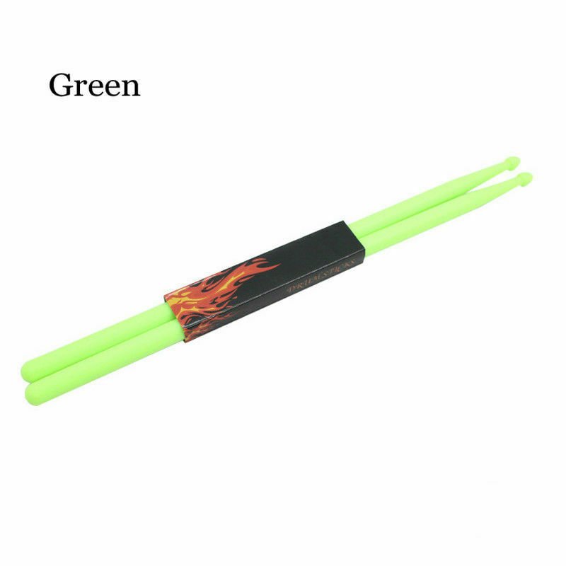Pair 5A Green Plastic Drum Sticks Lightweight Fitness