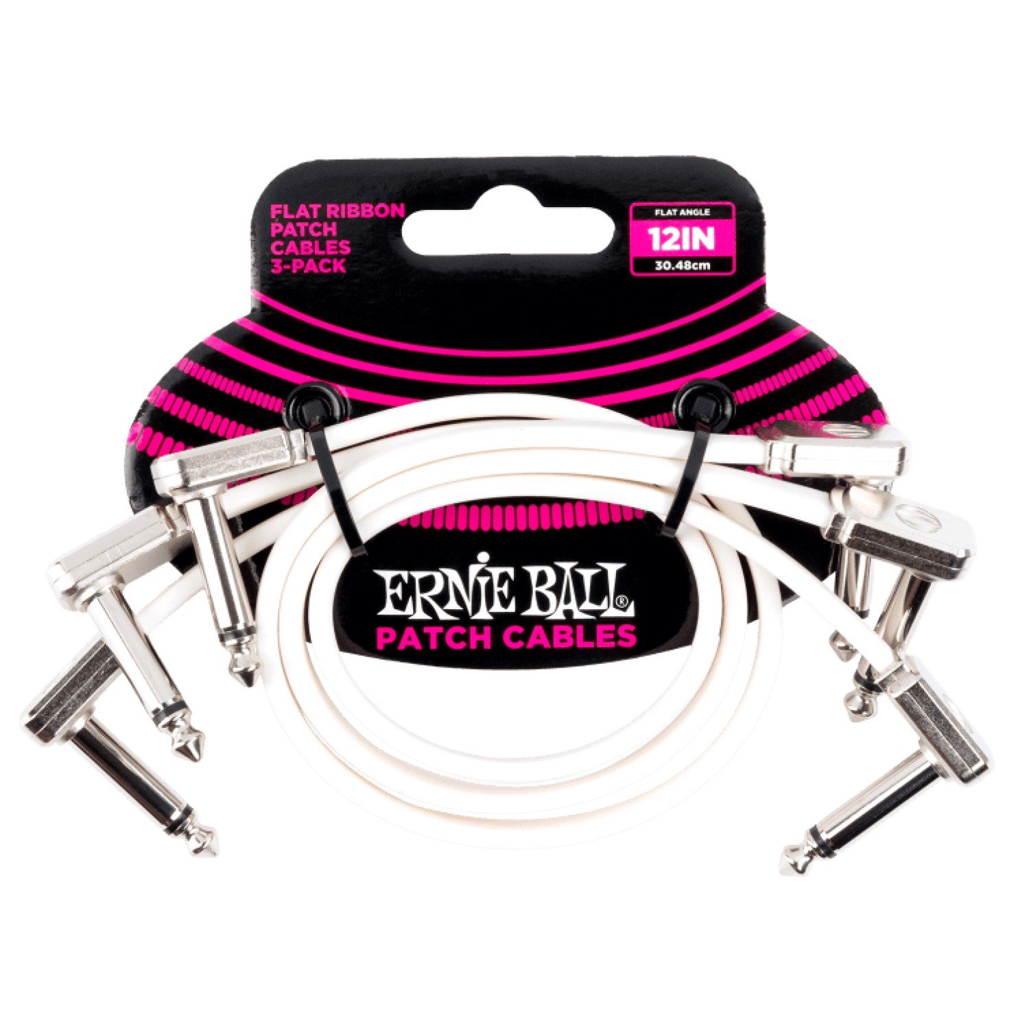 Ernie Ball Guitar Patch Cable Instrument Flat Ribbon White Effect Pedalboard