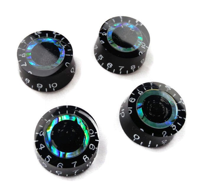 Solid Black Abalone Electric Guitar Volume Tone Knobs LP Amber Blue