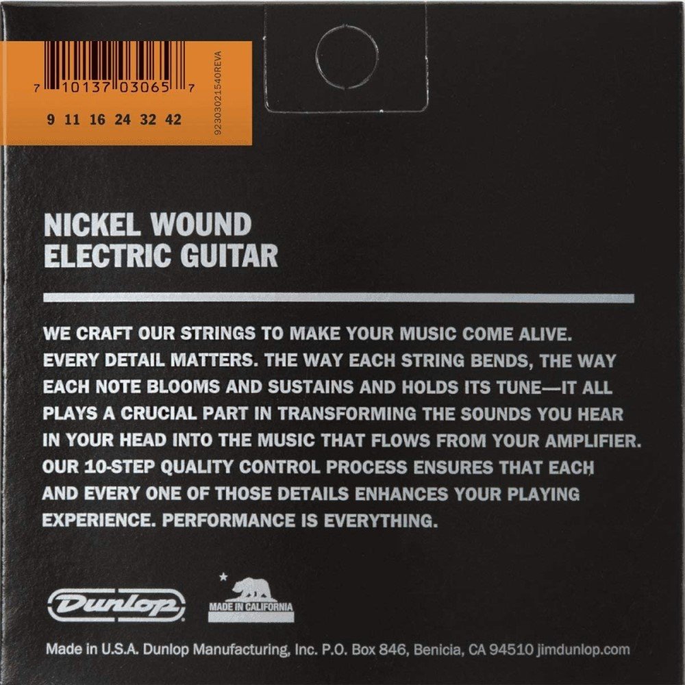 Dunlop Electric Guitar Strings DEN0942 Nickel Wound Light 09-42 Single or 3 Pack