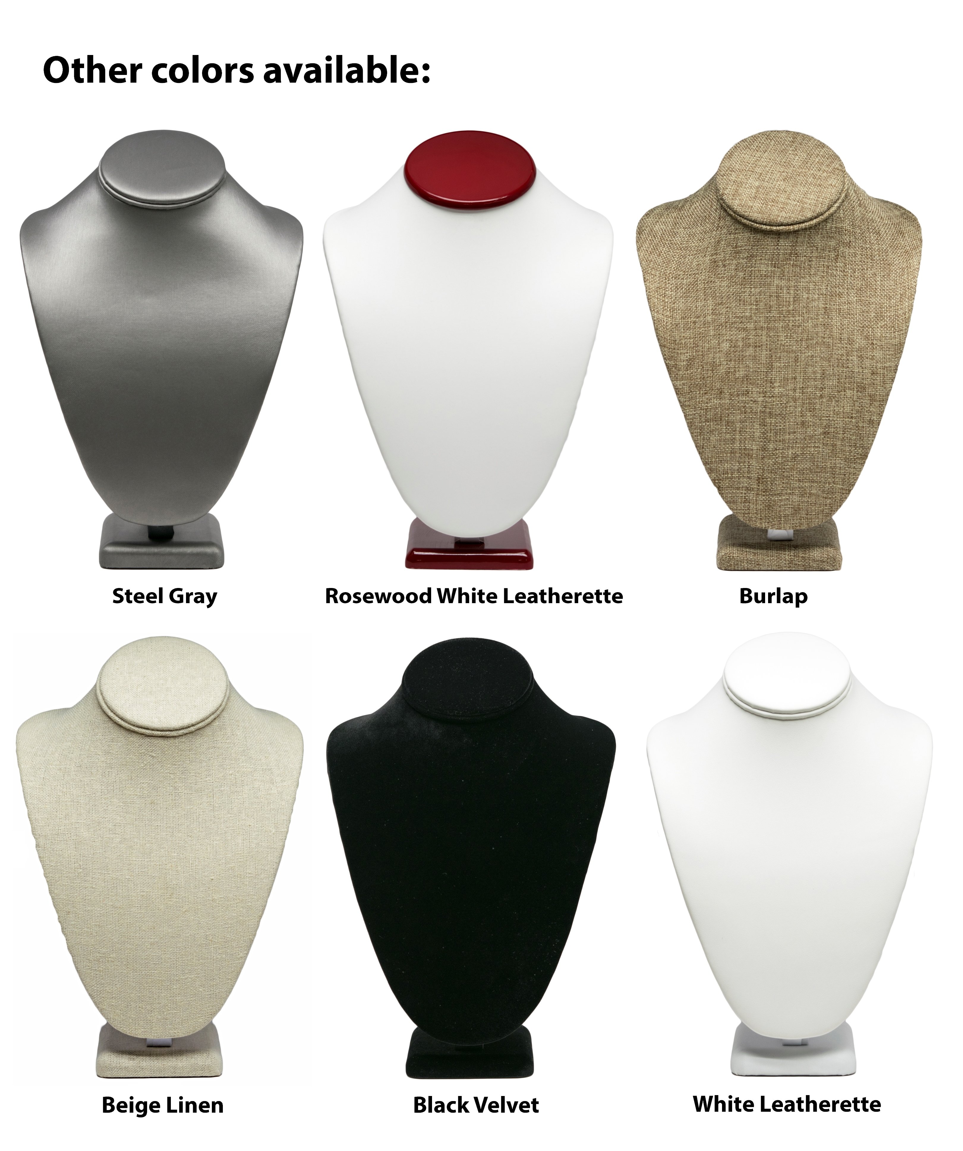 Novel Box™ Necklace Jewelry Display Bust Stand in Various Colors/Sizes