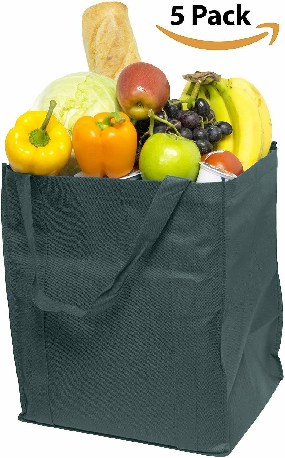 Heavy Duty Tote Bag Reusable Recyclable Eco-Friendly Non-Woven Bag - 5CT