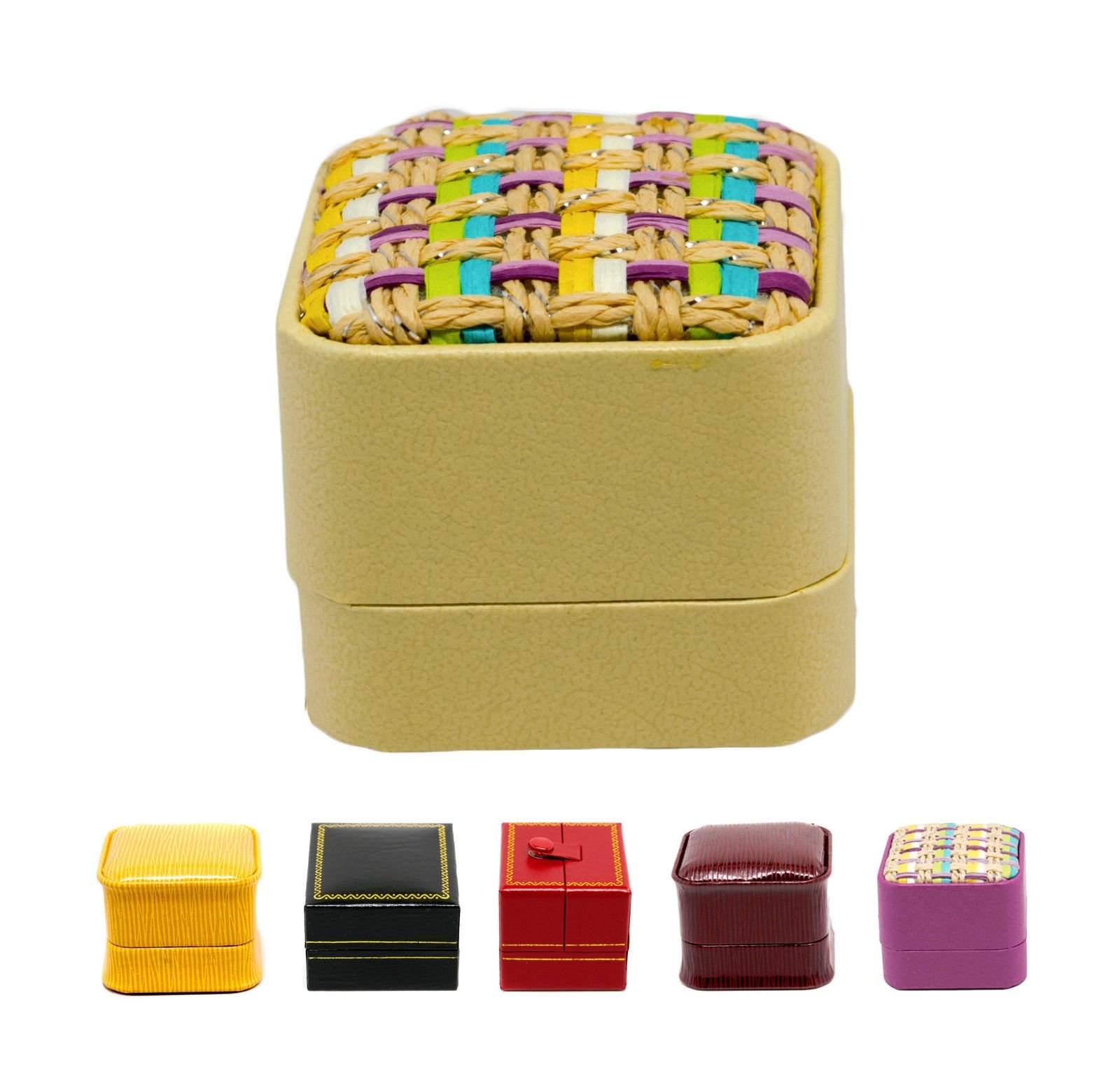 Novel Box Jewelry Earring Boxes in Leather and Suede Assorted Models, Adult Unisex, Size: 11, Gold