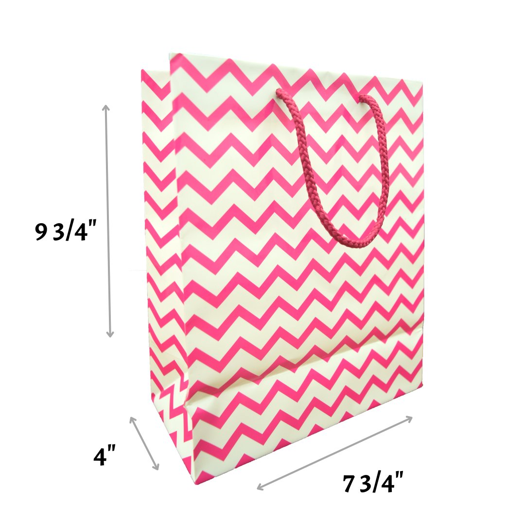 Novel Box Tote Bags Shopping Bag Chevron Print 9 3/4" x 4" x 7 3/4" - 10pcs