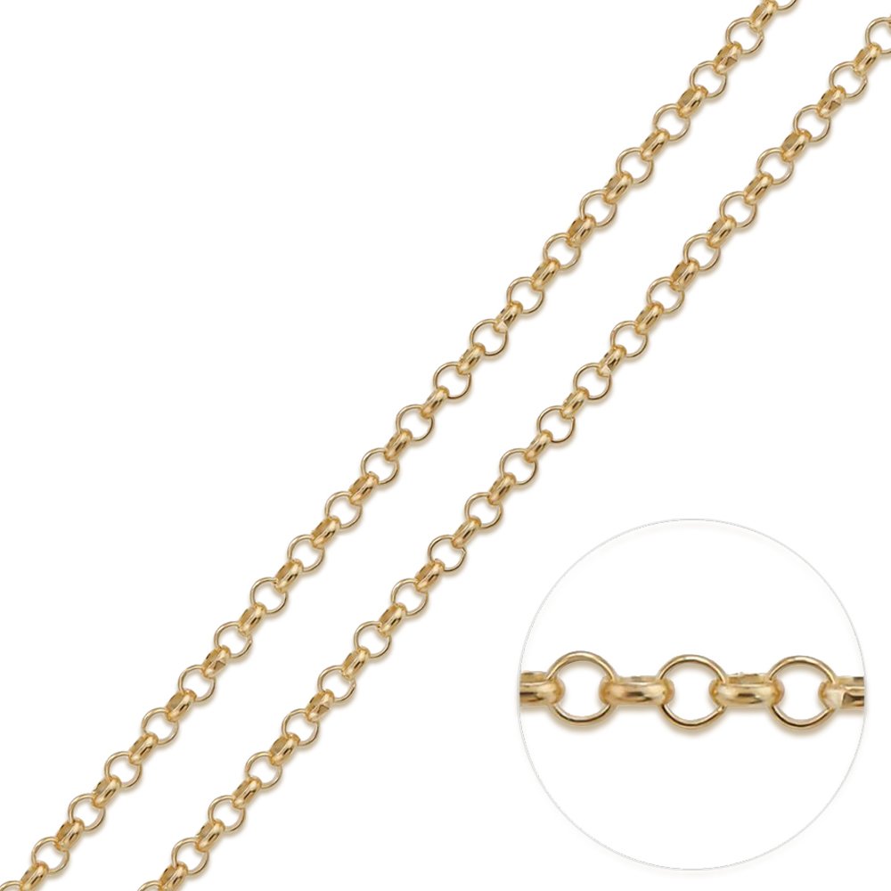 14K collection Yellow Gold 2mm - 2.5mm Rolo Pendant Chain, High Polish Link Necklace