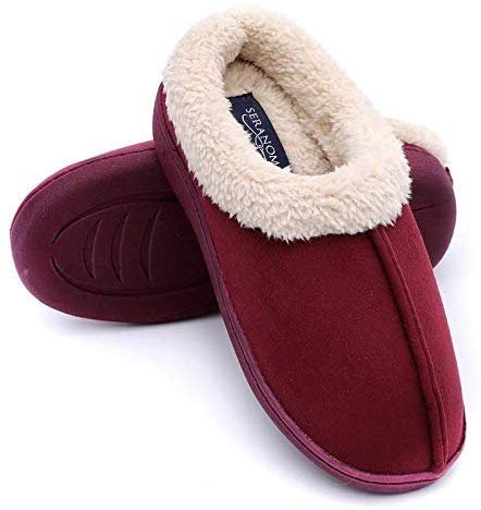 Seranoma Women's Knit Faux Fur Slip On Slippers w/Cushioned Antislip ...