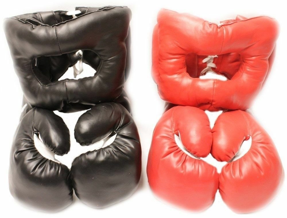 Red Corner VS. Black Corner Boxing Fight Set - Gloves and Headgear - Picture 5 of 5