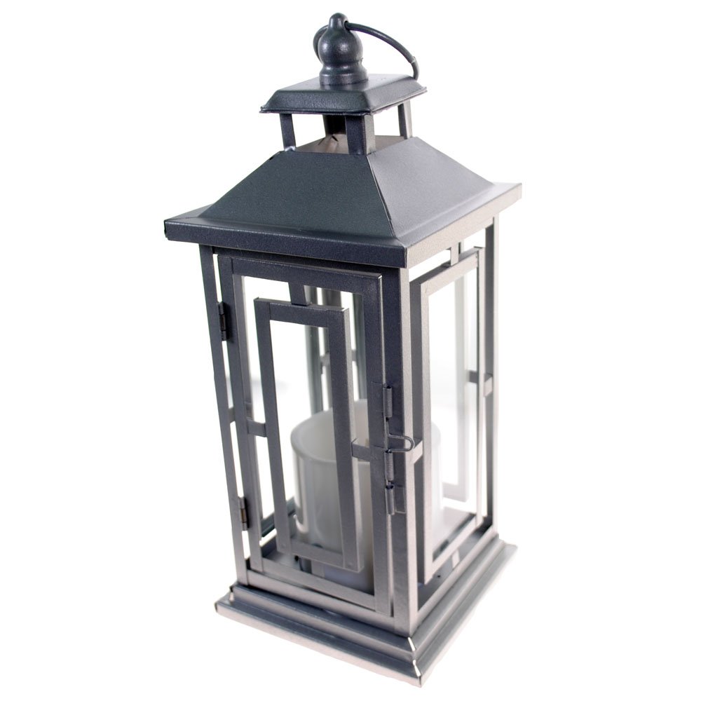 S4O 12 Inch Metal and Glass Tabletop Centerpiece Lantern with FlameLess Candle eBay