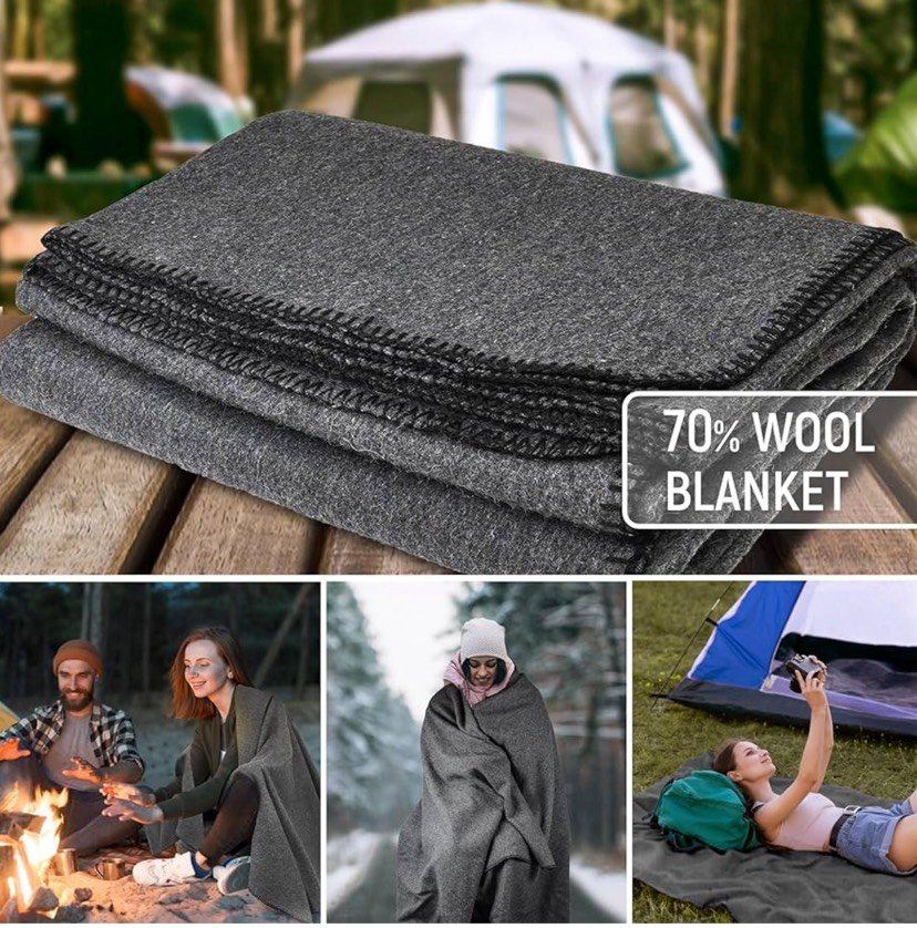 Bulk Military Wool Blanket 62X80,66X90 Fire Retardant for Emergency 3.25/3.50 LB - Picture 26 of 57
