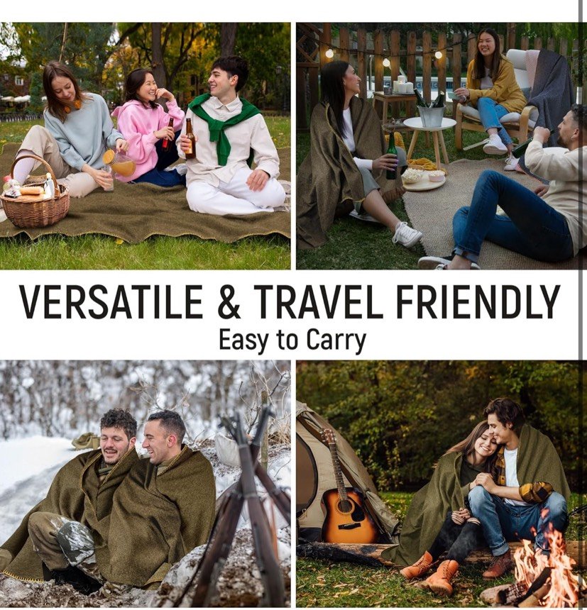 Bulk Military Wool Blanket 62X80,66X90 Fire Retardant for Emergency 3.25/3.50 LB - Picture 47 of 57