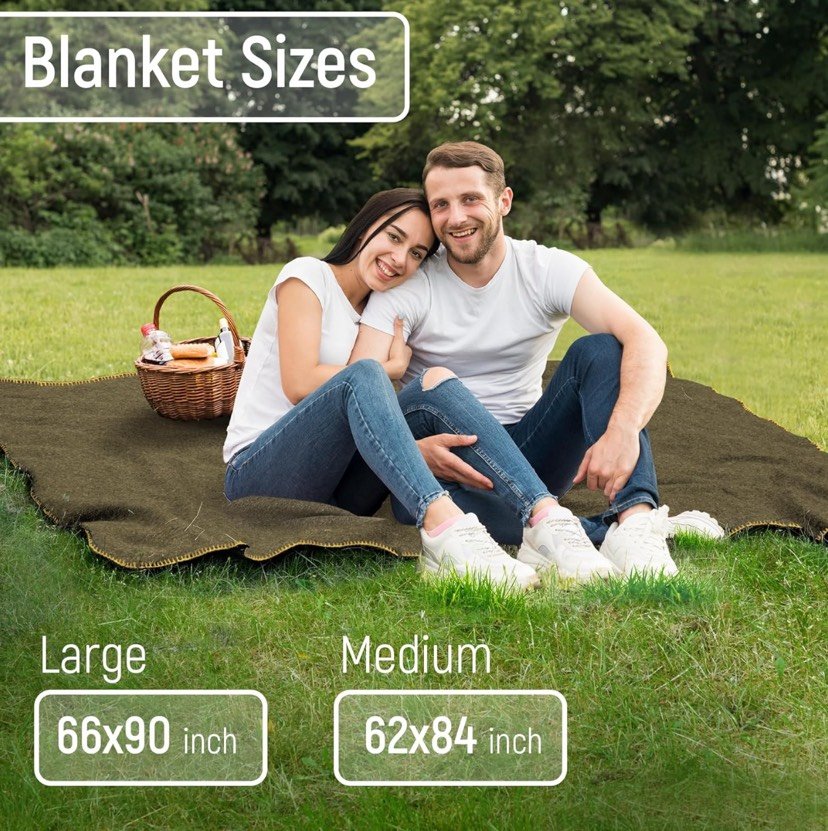 Bulk Military Wool Blanket 62X80,66X90 Fire Retardant for Emergency 3.25/3.50 LB - Picture 48 of 57