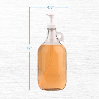 Half Gallon Glass Pump Dispenser Bottle, Large Jug with Pump for Laundry Soap