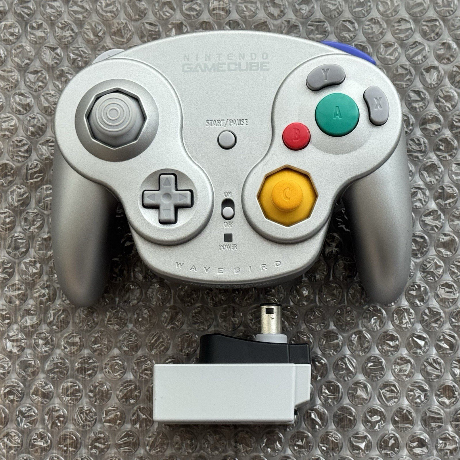 Nintendo GameCube Platinum Silver Wavebird Wireless Controller + OEM Receiver