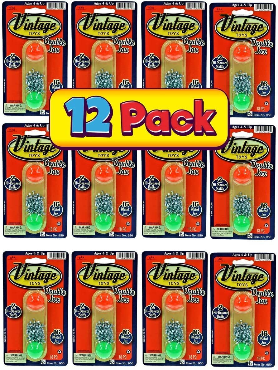 Vintage Metal Jacks Game Set Retro Toys (6 Packs) Jax Game with Two Bouncy Ball| Classic Family Games | Jacks Games for Kids and Adults | Plus 1