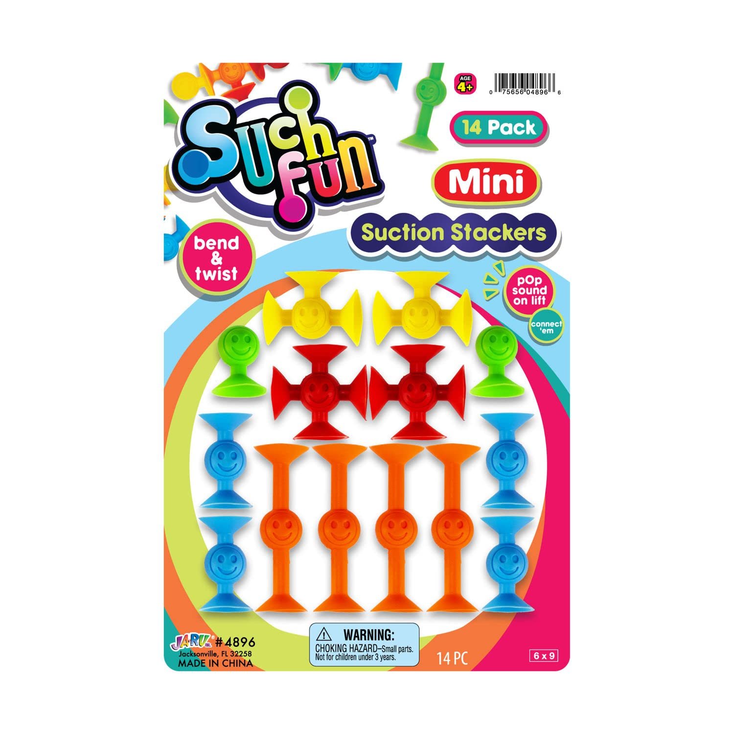 JA-RU Such Fun Mini Suction Stackers (4 Packs, 14 Units per Pack) Fun Connect...