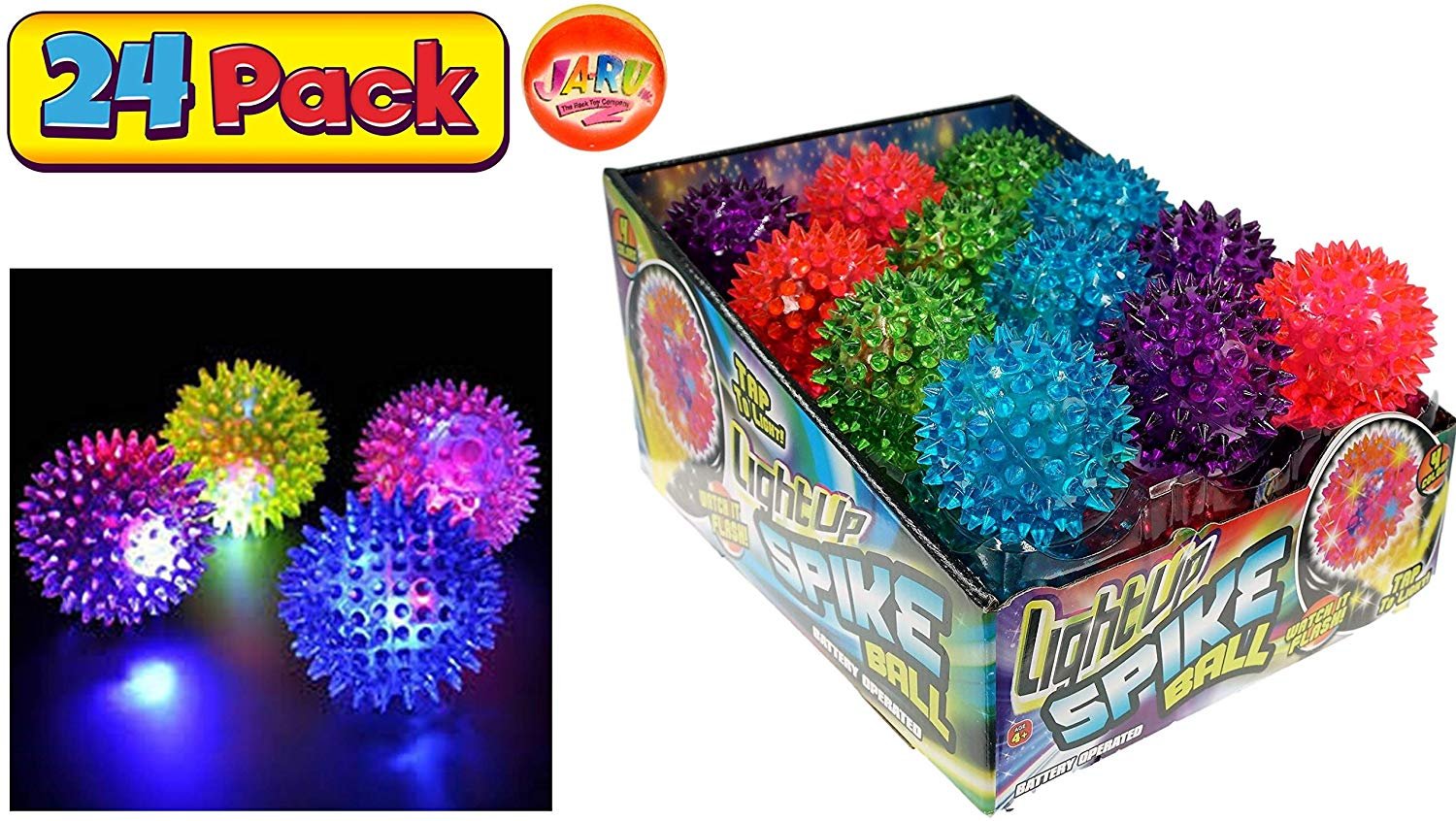 Light Up Spike Rubber Ball (Pack of 4) and 1 Collectable Bouncy Ball ...