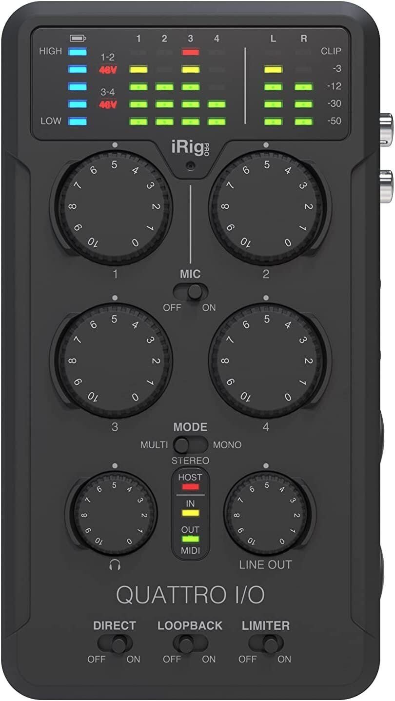 IK Multimedia iRig Pro Quattro I/O 4-input Pro Field Recording Interface & Mixer