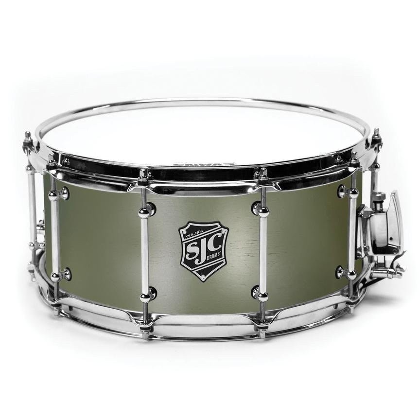 SJC Drums Navigator Snare Drum 6.5"x14" - Olive Green Maple Shell